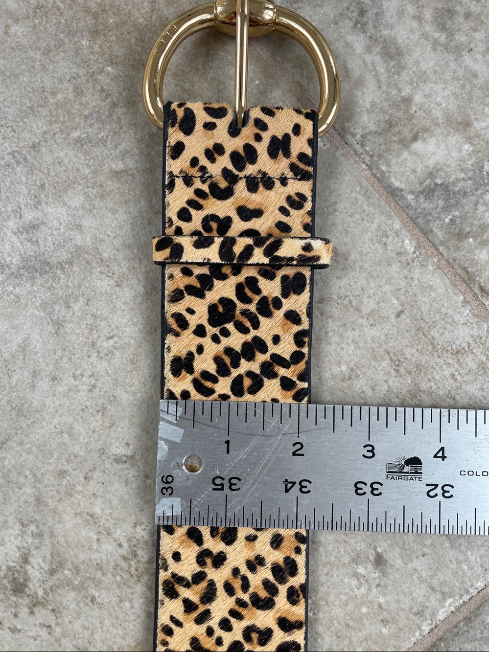 Ralph Lauren Leopard Calf hair Print Wide Belt with Gold Buckle - Picture 9 of 9